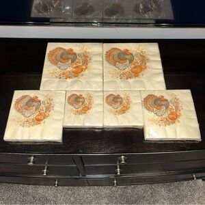 Vintage Hallmark Thanksgiving Paper Napkins Turkey Pumpkin Découpage Gourds Corn